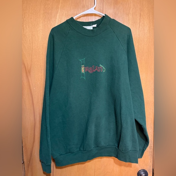 🍀 Vintage Ireland Sweatshirt Green Crewneck Cozy Grandpa style 2XL - Picture 1 of 5